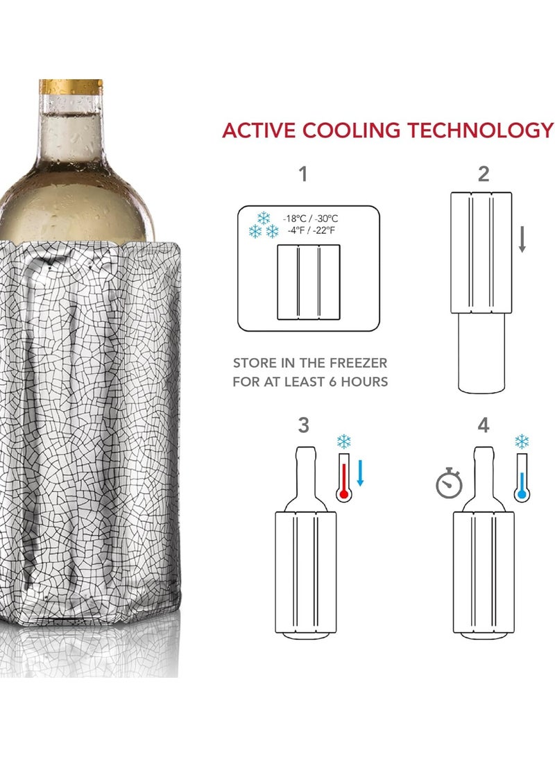 Vacu Vin Vacu Vin Rapid Ice Active Cooler Wine Bottle Chilling Sleeve, Standard, Silver - Image 2
