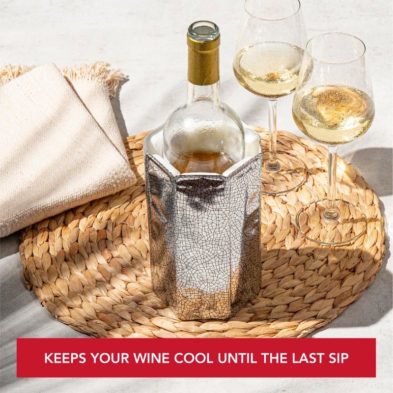 Vacu Vin Wine Cooler Sleeve â€“ Silver â€“ Flexible Wine Bottle Chiller â€“ Reusable Ice Sleeve â€“ Metallic Wine Accessory â€“ Fits 750ml Bottles â€“ Fast, Elegant Cooling for Any Occasion - Image 5