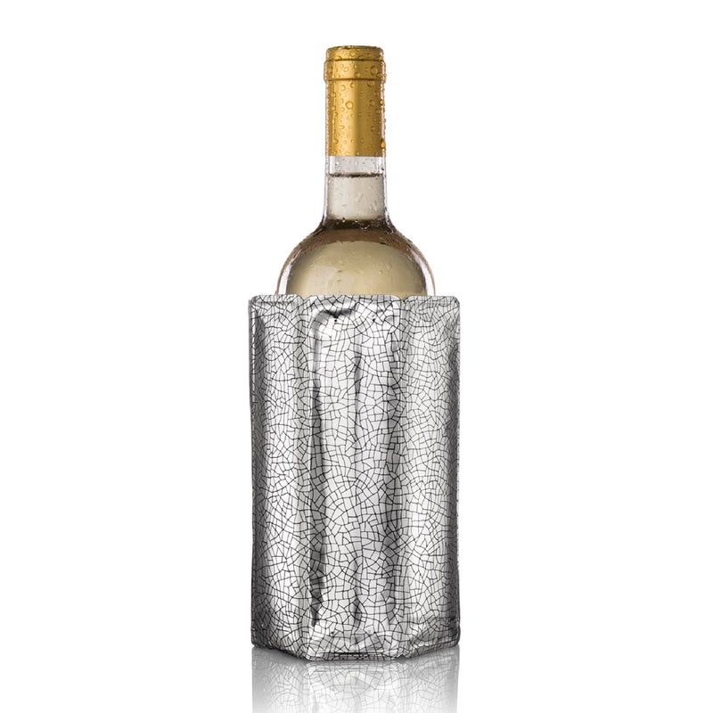 Vacu Vin Wine Cooler Sleeve â€“ Silver â€“ Flexible Wine Bottle Chiller â€“ Reusable Ice Sleeve â€“ Metallic Wine Accessory â€“ Fits 750ml Bottles â€“ Fast, Elegant Cooling for Any Occasion - Image 1