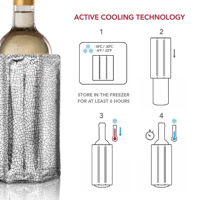 Vacu Vin Wine Cooler Sleeve â€“ Silver â€“ Flexible Wine Bottle Chiller â€“ Reusable Ice Sleeve â€“ Metallic Wine Accessory â€“ Fits 750ml Bottles â€“ Fast, Elegant Cooling for Any Occasion - Image 4