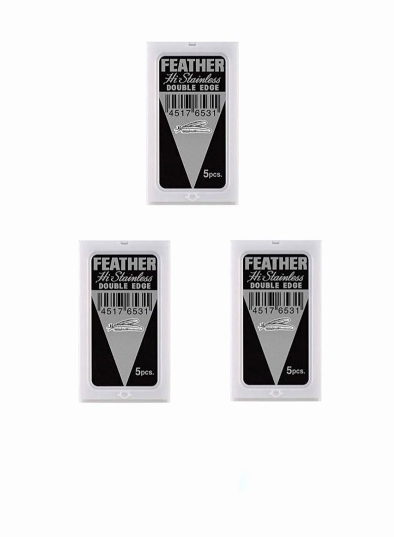 Feather 3 Packs Of Double Razor Blades - Image 1