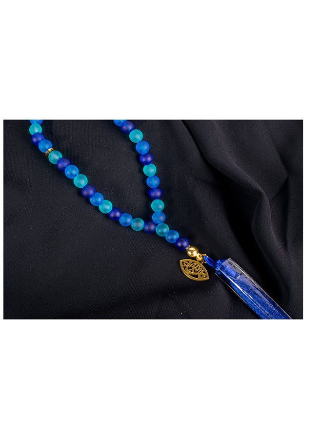 ذا بلاك بيرل اكسسوريز سبحة من حجر الأوبال الأزرق الخلاب من 33 حبة - Image 4