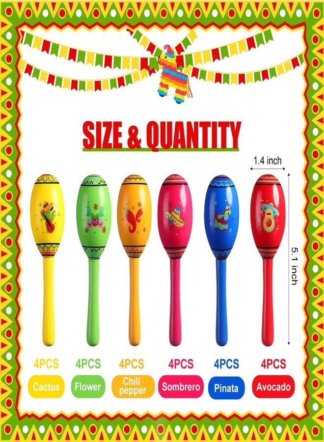 Yunsailing 24 Pcs Mini Wooden Fiesta Maracas 6 Designs Noisemaker for Mexican Fiesta, Mexican Party Supplies, Cinco De Mayo Party Favors, Carnivals, Musical Fun, Birthday Party, Taco Tuesday - Image 3