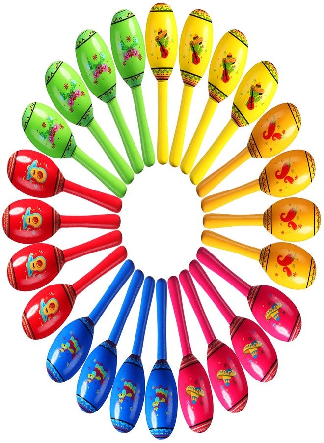 Yunsailing 24 Pcs Mini Wooden Fiesta Maracas 6 Designs Noisemaker for Mexican Fiesta, Mexican Party Supplies, Cinco De Mayo Party Favors, Carnivals, Musical Fun, Birthday Party, Taco Tuesday - Image 1