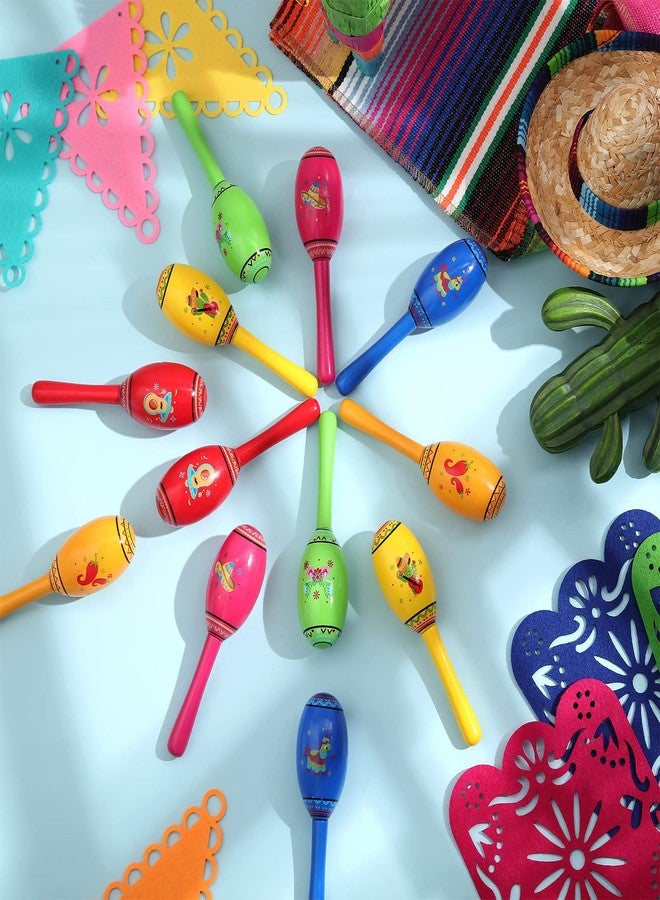 Yunsailing 24 Pcs Mini Wooden Fiesta Maracas 6 Designs Noisemaker for Mexican Fiesta, Mexican Party Supplies, Cinco De Mayo Party Favors, Carnivals, Musical Fun, Birthday Party, Taco Tuesday - Image 4