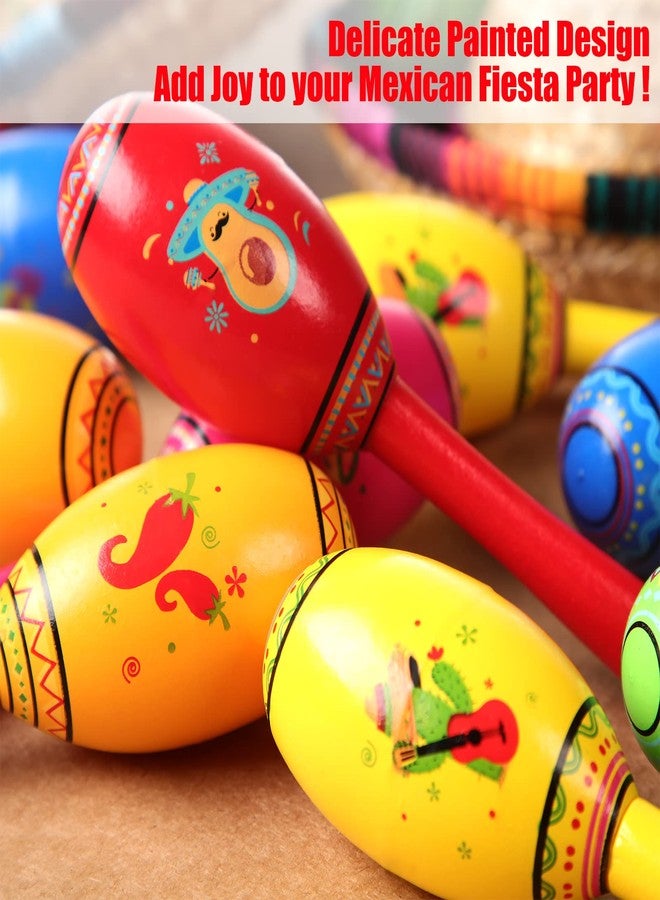 Yunsailing 24 Pcs Mini Wooden Fiesta Maracas 6 Designs Noisemaker for Mexican Fiesta, Mexican Party Supplies, Cinco De Mayo Party Favors, Carnivals, Musical Fun, Birthday Party, Taco Tuesday - Image 2