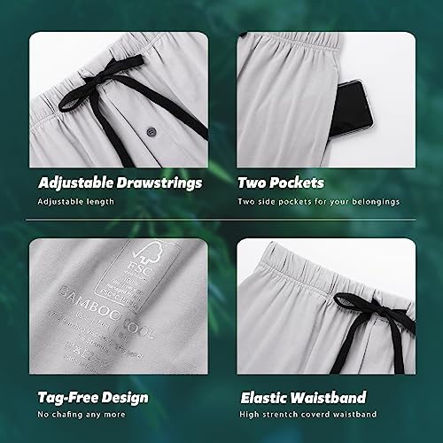 BAMBOO COOL شورتات بيجاما للرجال ناعمة شورتات نوم مريحة مع جيوب (عبوة 2) - Image 3