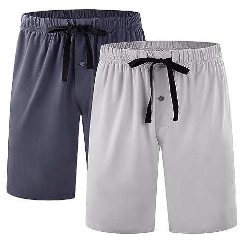 BAMBOO COOL شورتات بيجاما للرجال ناعمة شورتات نوم مريحة مع جيوب (عبوة 2) - Image 1