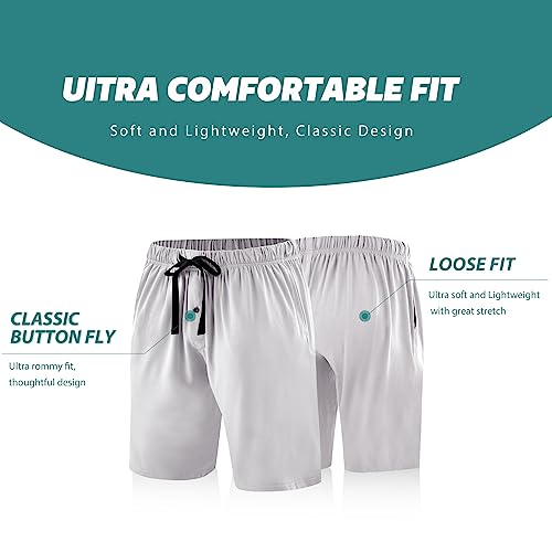 BAMBOO COOL شورتات بيجاما للرجال ناعمة شورتات نوم مريحة مع جيوب (عبوة 2) - Image 2