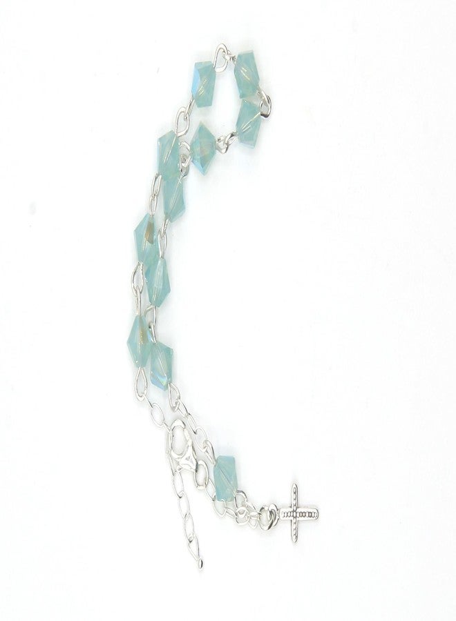 Rosaries Pacific Opalized Green October Austrian Crystal Small Catholic Rosary Bracelet for First Holy Communion/Eucharist or Reconciliation/Confession. A meaningful and beautiful gift for special occasions. - Image 4
