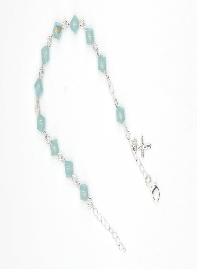 Rosaries Pacific Opalized Green October Austrian Crystal Small Catholic Rosary Bracelet for First Holy Communion/Eucharist or Reconciliation/Confession. A meaningful and beautiful gift for special occasions. - Image 3