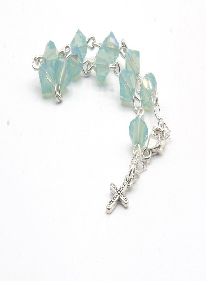Rosaries Pacific Opalized Green October Austrian Crystal Small Catholic Rosary Bracelet for First Holy Communion/Eucharist or Reconciliation/Confession. A meaningful and beautiful gift for special occasions. - Image 5
