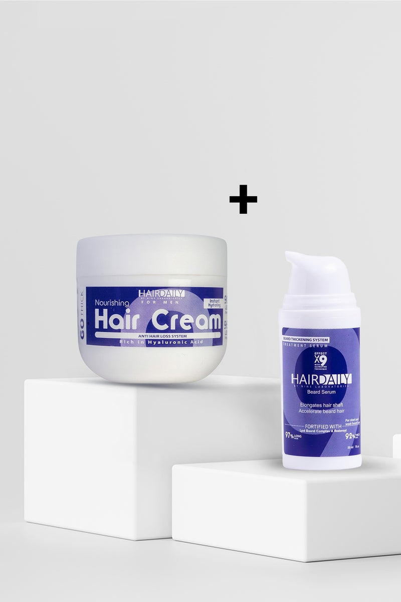 هاير دايلي باندل العناية اليومية للرجال سيروم إنبات الذقن + كريم ترطيب الشعر