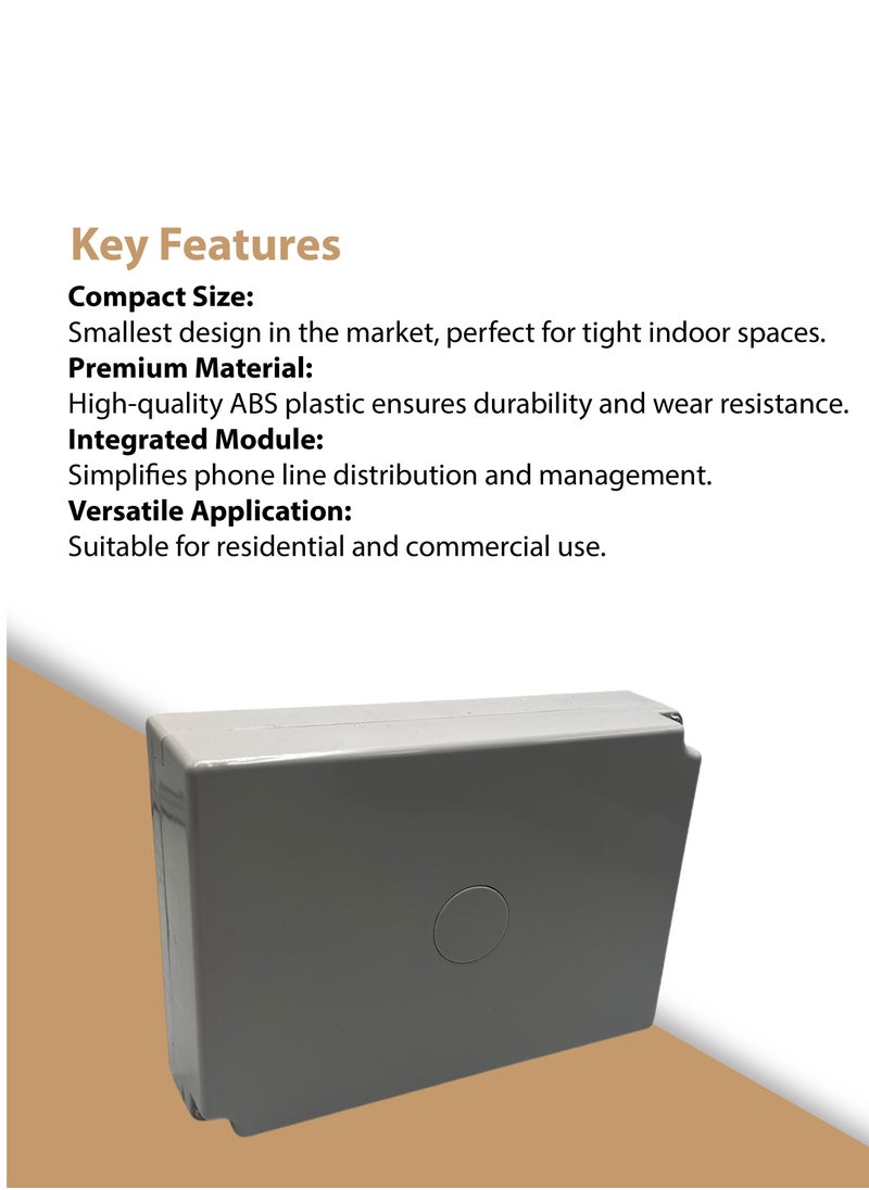 20 Pairs Telephone Distribution Box with Module - Durable ABS Plastic, Indoor Use, Compact Design (165x120x40mm)