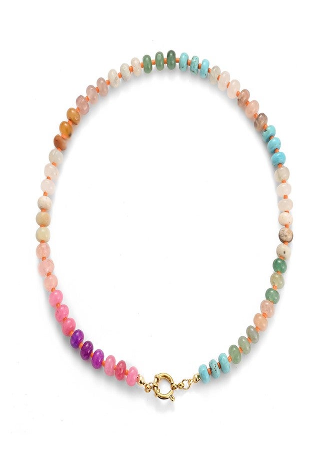 MIFYNN قلادة MIFYNN من الخرز الطبيعي للنساء، قلادة بوهيمية ساحرة بألوان قوس قزح، قلادة تشوكر ملونة، قلادة شاطئية لمحبي ركوب الأمواج، هدية مجوهرات (بنفسجي) - Image 1