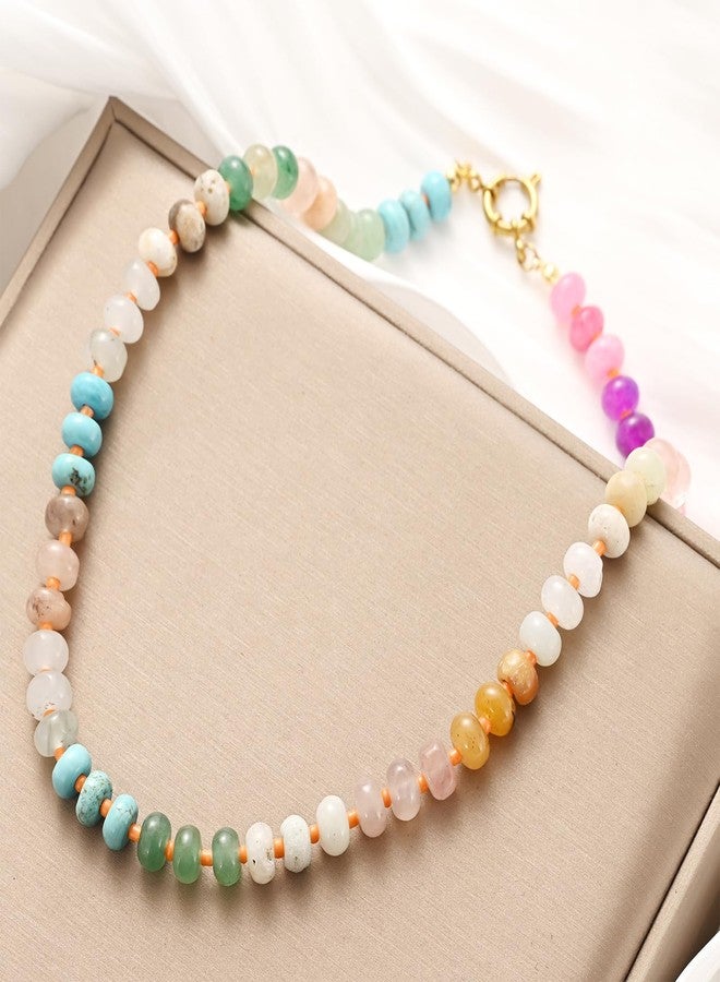 MIFYNN قلادة MIFYNN من الخرز الطبيعي للنساء، قلادة بوهيمية ساحرة بألوان قوس قزح، قلادة تشوكر ملونة، قلادة شاطئية لمحبي ركوب الأمواج، هدية مجوهرات (بنفسجي) - Image 4