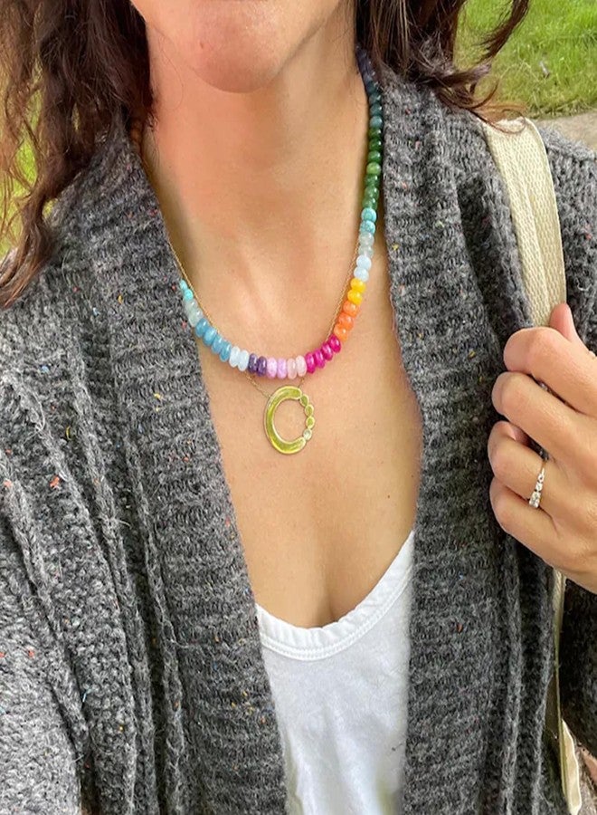 MIFYNN قلادة MIFYNN من الخرز الطبيعي للنساء، قلادة بوهيمية ساحرة بألوان قوس قزح، قلادة تشوكر ملونة، قلادة شاطئية لمحبي ركوب الأمواج، هدية مجوهرات (بنفسجي) - Image 2