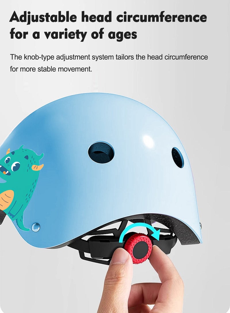 MaBaby خوذة أطفال 7 في 1 مجموعة معدات رياضية واقية قابلة للتعديل، خوذات دراجات أطفال، سكوتر، تزلج على العجلات، مع وسادات للركبة والمرفقين وحراس المعصم، للأطفال من 3-12 سنة أولاد وبنات - Image 3