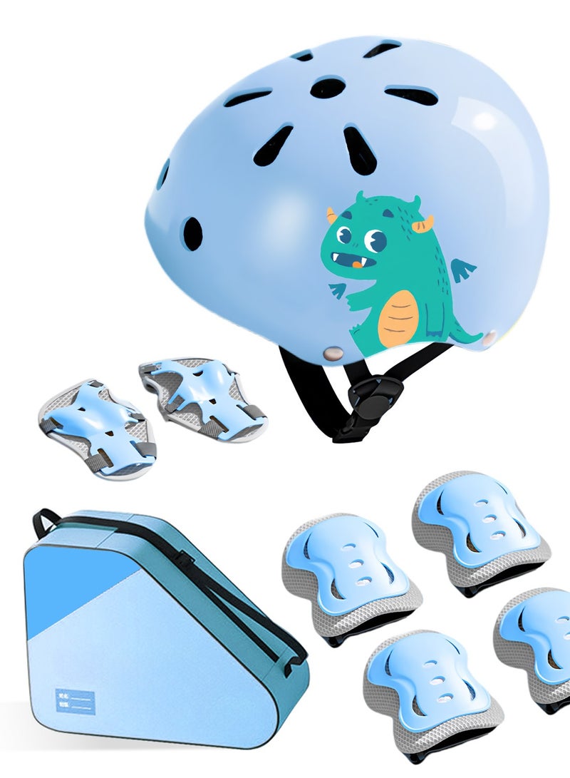 MaBaby خوذة أطفال 7 في 1 مجموعة معدات رياضية واقية قابلة للتعديل، خوذات دراجات أطفال، سكوتر، تزلج على العجلات، مع وسادات للركبة والمرفقين وحراس المعصم، للأطفال من 3-12 سنة أولاد وبنات - Image 1
