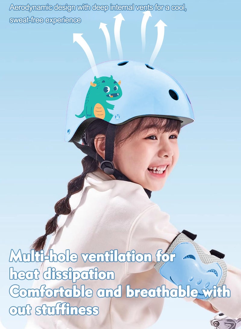 MaBaby خوذة أطفال 7 في 1 مجموعة معدات رياضية واقية قابلة للتعديل، خوذات دراجات أطفال، سكوتر، تزلج على العجلات، مع وسادات للركبة والمرفقين وحراس المعصم، للأطفال من 3-12 سنة أولاد وبنات - Image 4