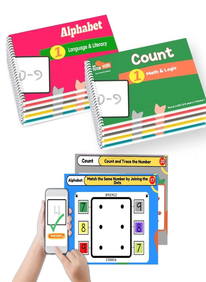 Nori Pre K - Mega Bundle of Alphabet, Numbers, Colors & Shapes - Interactive Workbooks for Ages 3,4 Years Kids. 6 Smart Nori Books, 300 Gamified Preschool Learning Activities Works with iPhone & Ipad - Image 1