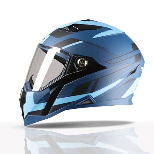TVS Racing Anti Matter Full Face Helmet for Bike & Motorcycle Riders-DOT & ISI Certified-Lightweight ABS Shell, UV Resistant-Ventilated Comfort Liner, Quick-Release Visor & Chin Strap (Blue/XL) - Image 1