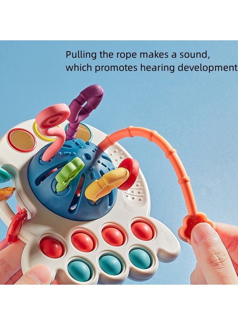 VIUAUAX لعبة مضغ قابلة للضغط للأطفال من عمر 0 ​​إلى سنة واحدة، لعبة تدريب على الإمساك والسحب، ألعاب مونتيسوري الحسية للأطفال من عمر 6 إلى 12 إلى 18 شهرًا، لعبة تسنين من السيليكون بخيط سحب، هدايا عيد ميلاد، لعبة سفر للأولاد والبنات بعمر 1 إلى 2 سنة، أطفال رضع بعمر 8 إلى 10 أشهر - Image 4