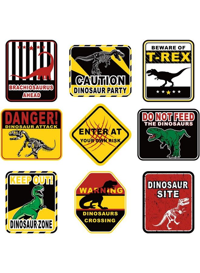 Blulu 9 Pcs Dinosaur Signs Birthday Party Supplies Party Decorations Dinosaur Sign Dinosaur Crossing Sign Decor For Kids Birthday Party Room Dinosaur Wall Decor - Image 1