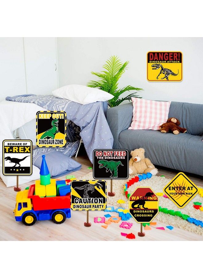 Blulu 9 Pcs Dinosaur Signs Birthday Party Supplies Party Decorations Dinosaur Sign Dinosaur Crossing Sign Decor For Kids Birthday Party Room Dinosaur Wall Decor - Image 5