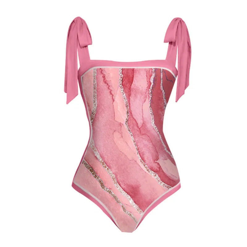 Lace-Up Spring Swimsuit Fashion One-Piece Bikini Swimsuit Suit - Image 2