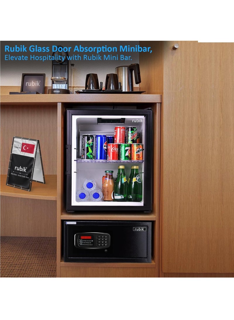 Rubik Glass Door Absorption Minibar, RMB-40A, Black  - Image 2
