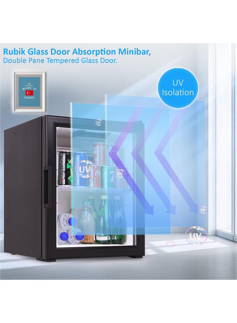 Rubik Glass Door Absorption Minibar, RMB-40A, Black  - Image 3