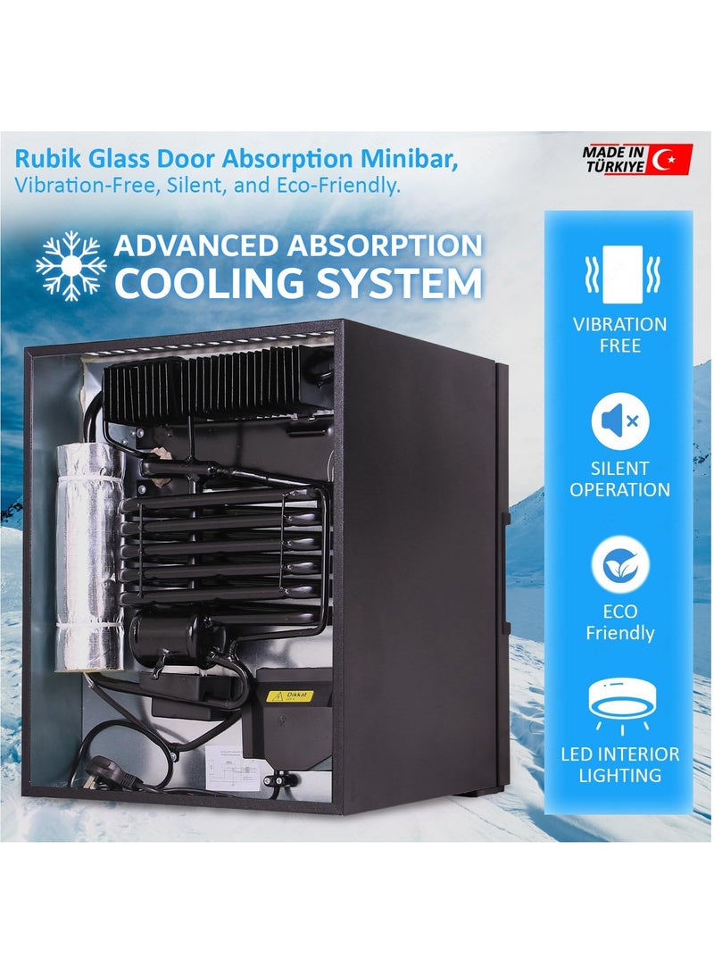 Rubik Glass Door Absorption Minibar, RMB-40A, Black  - Image 5