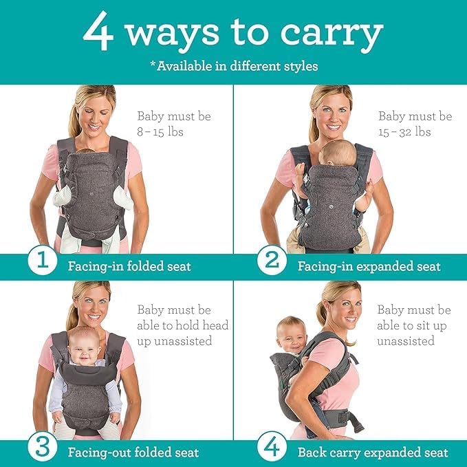 U.E 4-IN-1 Baby Carrier with Teething Rod - Multi-Functional Hip Seat for Infants and Toddlers (Grey) - Image 3