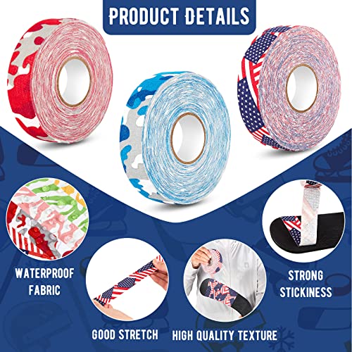 Deekin 6 Rolls Hockey Tape USA Flag Camo Lacrosse Stick Tape Waterproof Non Slip Hockey Athletic Sports Stick Baseball, 1'' x 27 Yards/Roll(Bright,Vivid) - Image 3
