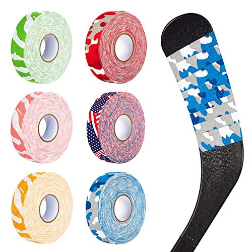 Deekin 6 Rolls Hockey Tape USA Flag Camo Lacrosse Stick Tape Waterproof Non Slip Hockey Athletic Sports Stick Baseball, 1'' x 27 Yards/Roll(Bright,Vivid) - Image 1