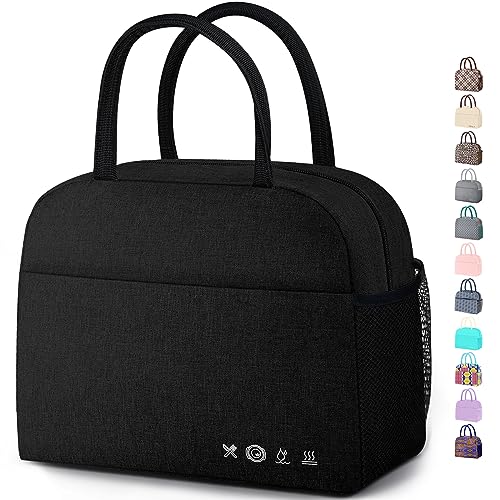 DALINDA Lunch Bag Lunch Box for Women Men Reusable Insulated Lunch BagsWaterResistant Cute Cooler Lunch Tote Bag Large Capacity for Work Travel PicnicBlack