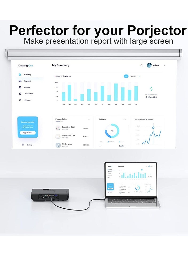 Y&D UV-CABLE USB C to VGA Cable Type-C Male Cable Adapter [Thunderbolt 3] Compatible Converter foriMac MacBook Pro Air Surface Book 2 Chromebook and More More-6 Feet - Image 5