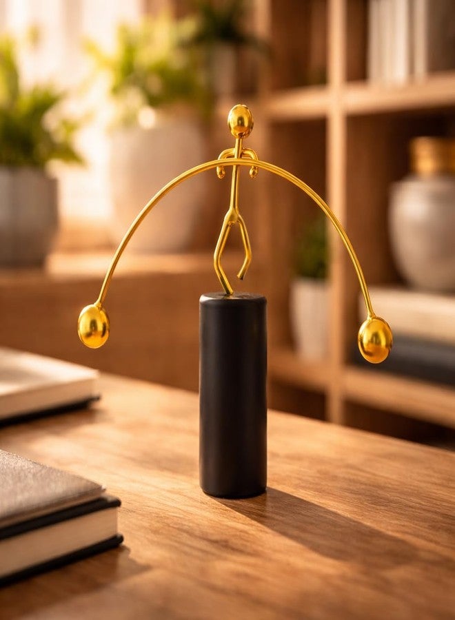 CraftVatika Office Desk Decorative Showpiece Items Table Decoration Items, Home Decor Items for Living Room, Balancing Gadget for Stress Relief & Focus, Perpetual Motion Metal Pole Balancing Man Gift - Image 1
