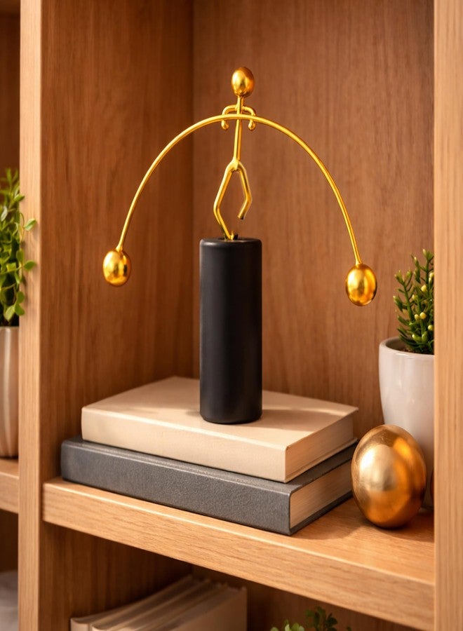 CraftVatika Office Desk Decorative Showpiece Items Table Decoration Items, Home Decor Items for Living Room, Balancing Gadget for Stress Relief & Focus, Perpetual Motion Metal Pole Balancing Man Gift - Image 2