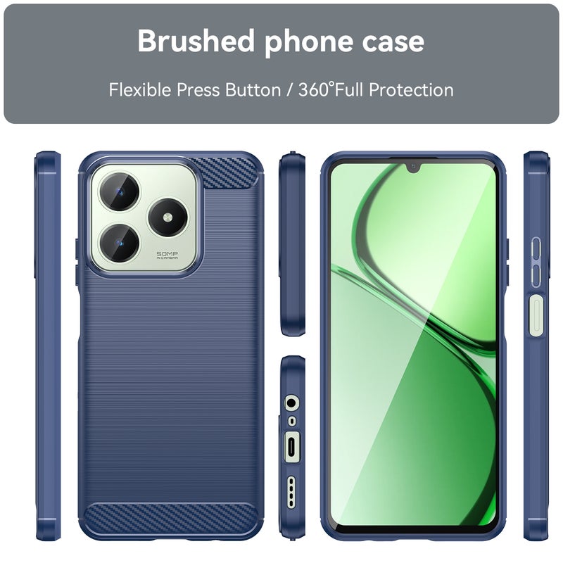 HuHa Case Cover For Realme C61 Carbon Fiber Brushed Texture TPU Phone Case(Blue) - Image 2