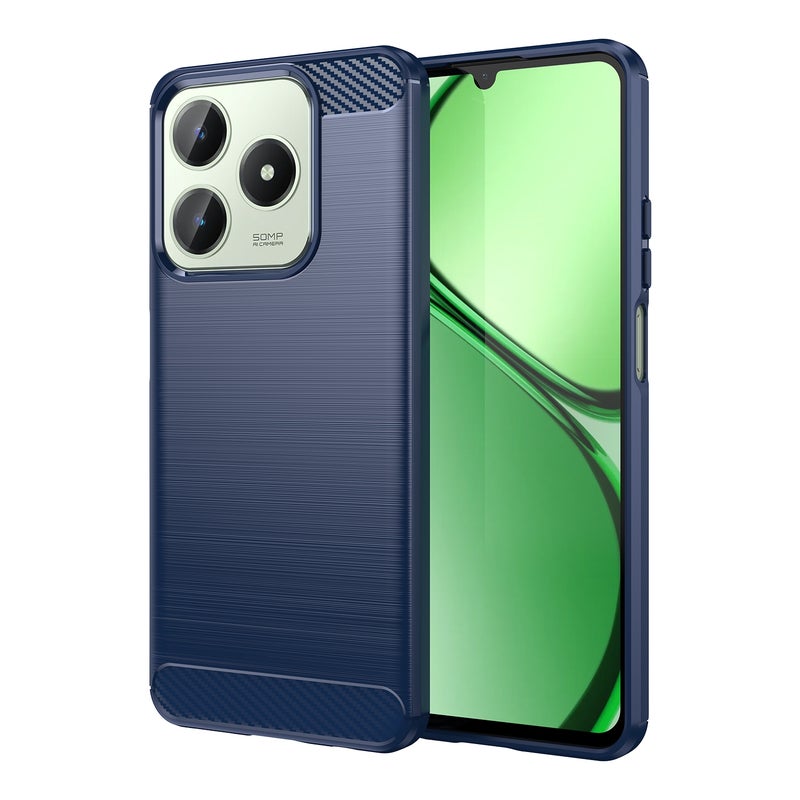 HuHa Case Cover For Realme C61 Carbon Fiber Brushed Texture TPU Phone Case(Blue) - Image 1