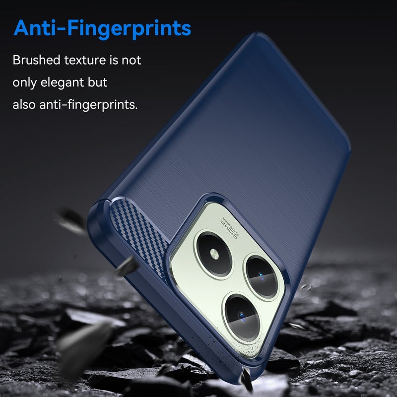 HuHa Case Cover For Realme C61 Carbon Fiber Brushed Texture TPU Phone Case(Blue) - Image 3