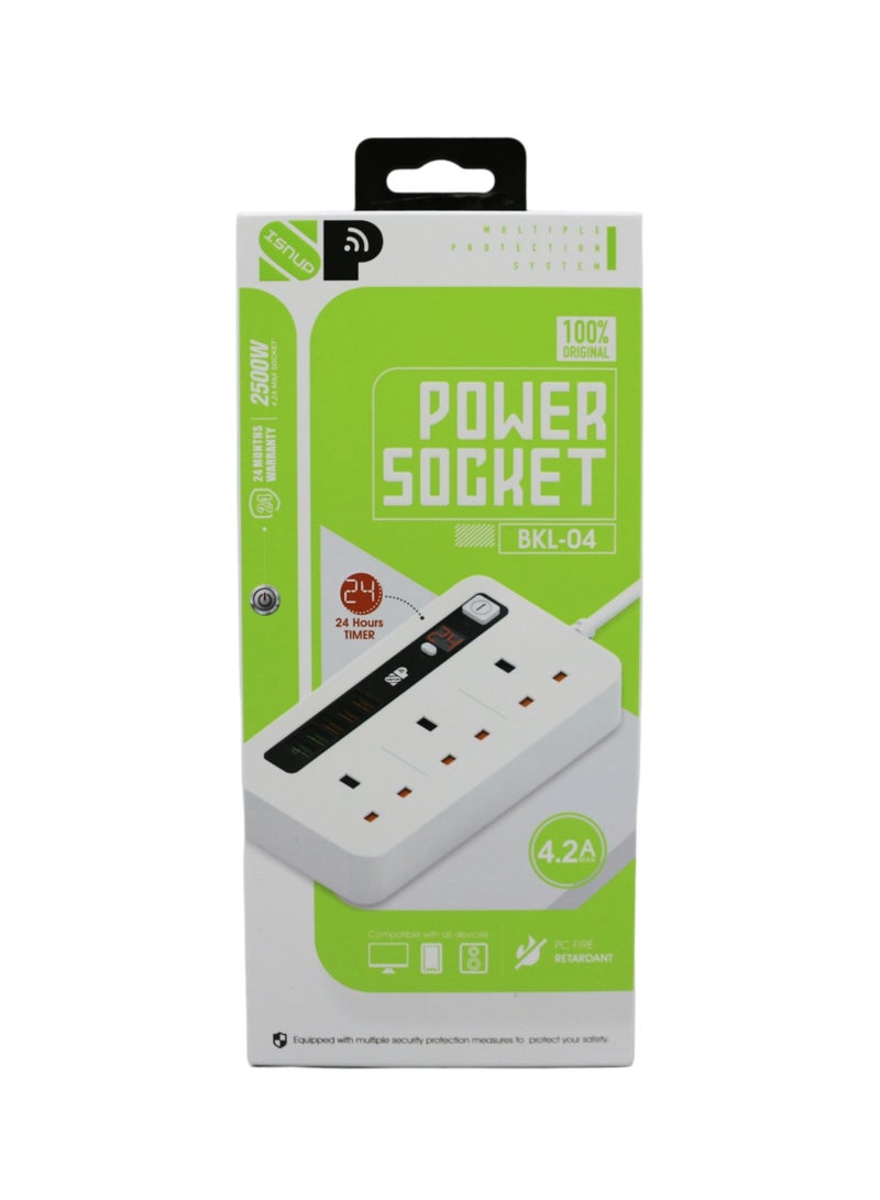iSNUP Electric connection with self-timer 3 AC outlets and 5 USB ports Black - Image 3