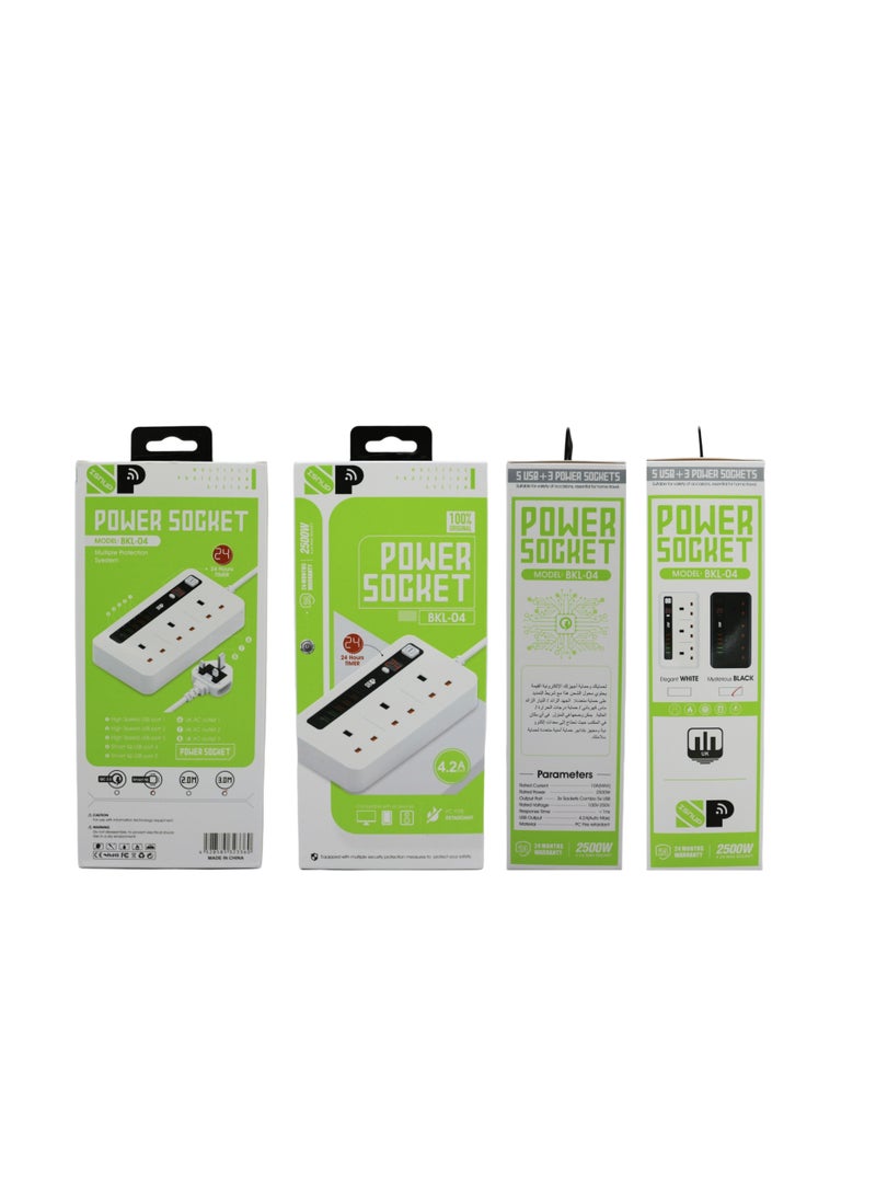 iSNUP Electric connection with self-timer 3 AC outlets and 5 USB ports Black - Image 2