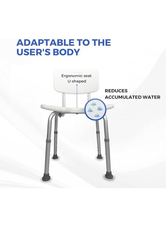 U Shape Shower Chair for Elderly and Disabled People Height Adjustable Bath Seat with Backrest Toilet Aid - Image 5