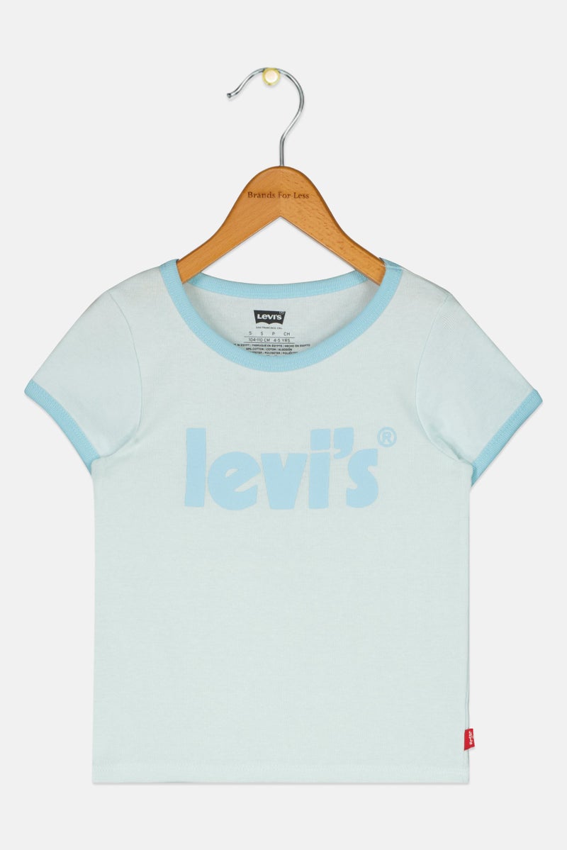 Levi's Kids Girl Brand Logo Meet And Greet Top, Light Pastel Blue - Image 2