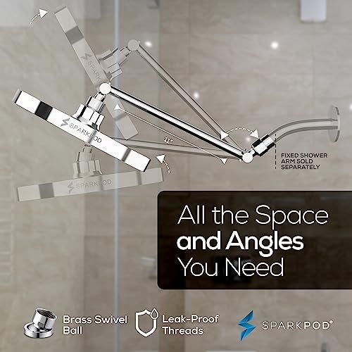 SparkPod Round Rain Shower Head with Shower Head Extension Arm - High Pressure Rain - Luxury Modern Look - No Hassle Tool-less 1-Min Installation (11" Shower Arm Extension, Luxury Polished Chrome) - Image 5