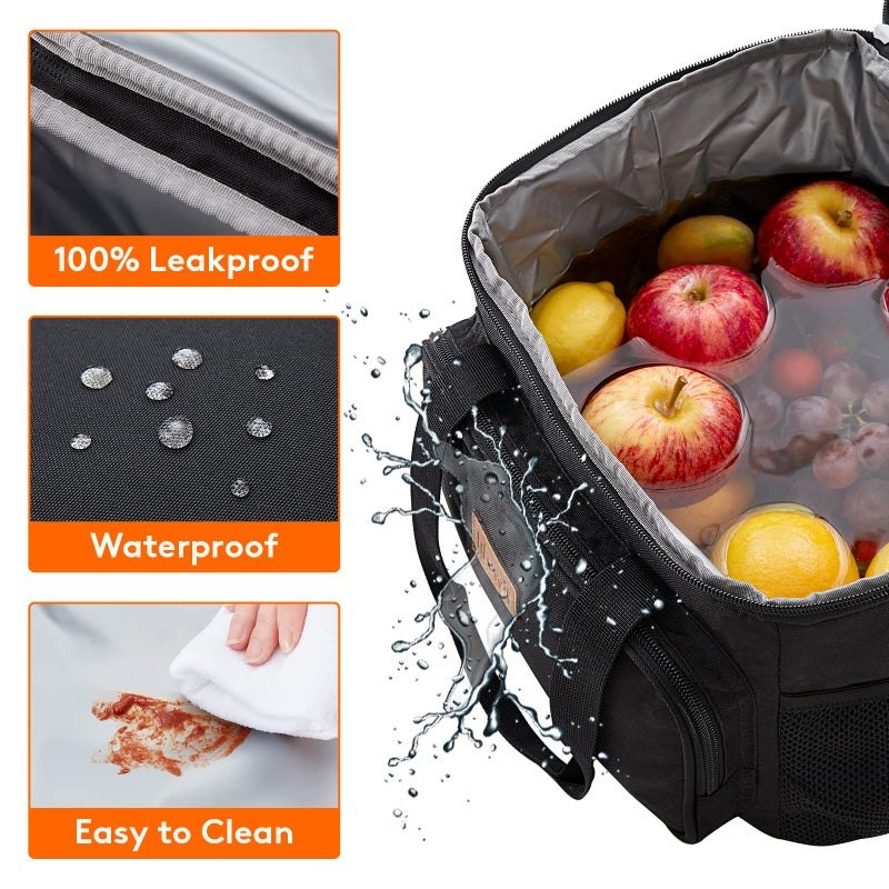 Lifewit Large Lunch Bag Insulated Lunch Box Soft Cooler Cooling Tote for Adult Men Women, Black 24-Can (15L) - Image 5