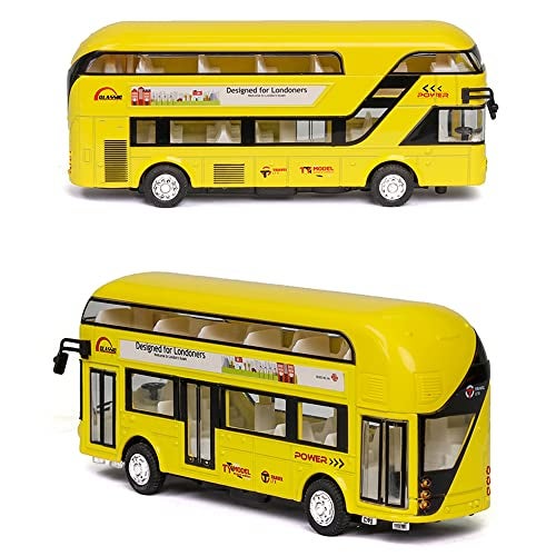 Coelon Diecast Metal Alloy London Bus Double Decker Bus Light & Music Open Door Collection Buses Toys for Boy Kids, Blue - Image 4